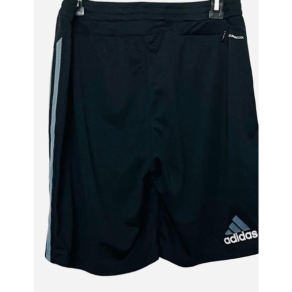 ADIDAS CLIMACOOL HI-RISE ATHLETIC SHORTS, MENS-M-BLACK-BLUE STRIPES, INNER TIGHT - Picture 1 of 11